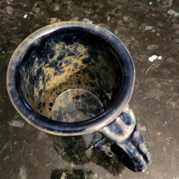 Vintage Bennington Potters Blue Agate 10oz Pottery Mug with thumb print handle - Picture 3 of 4